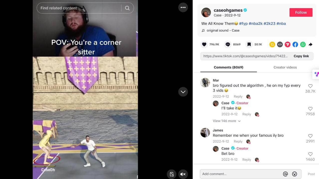 Contenido popular de TikTok de Caseoh